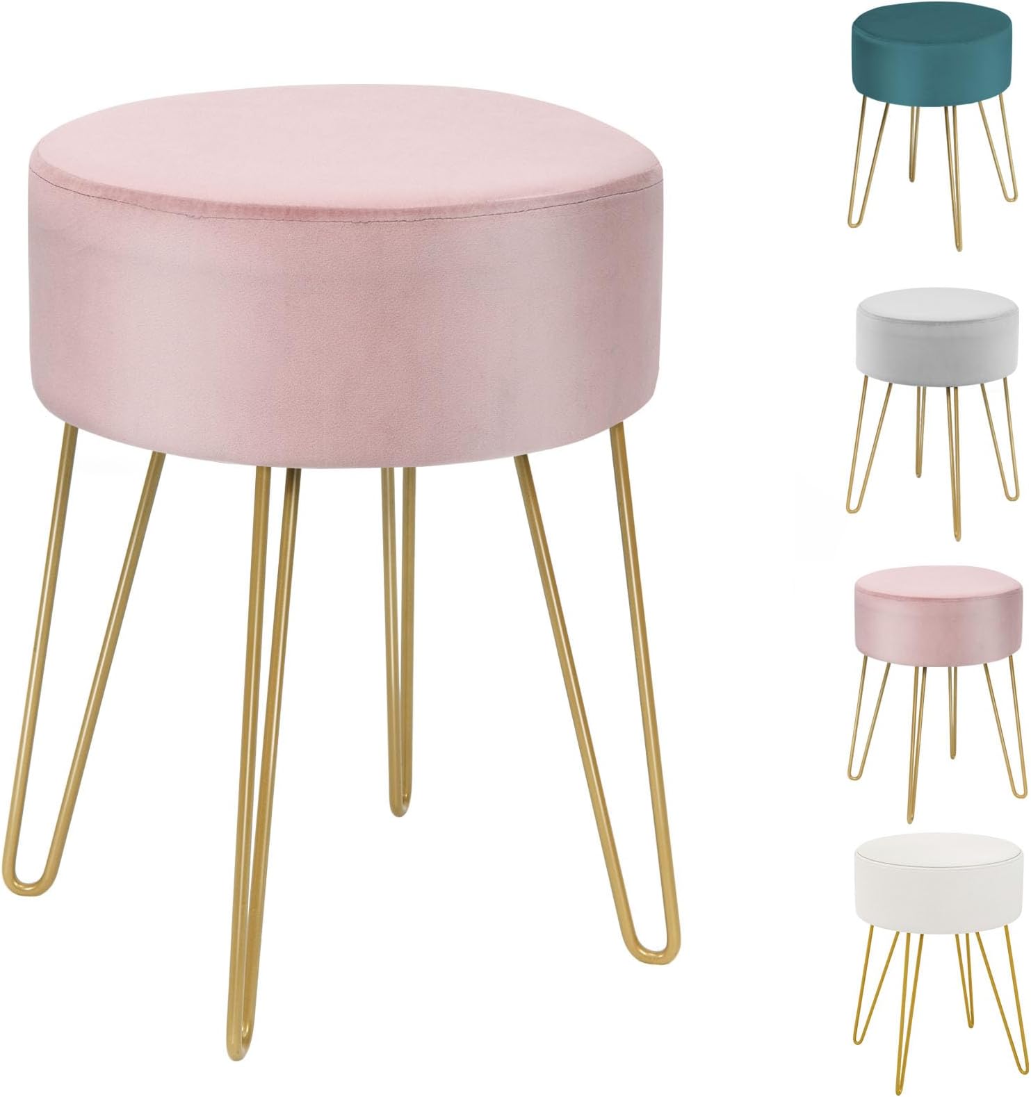 Luxstein Schminkhocker Aus Holz - Weißer Gepolsterter Hocker Für Schminktisch & Wohnbereich