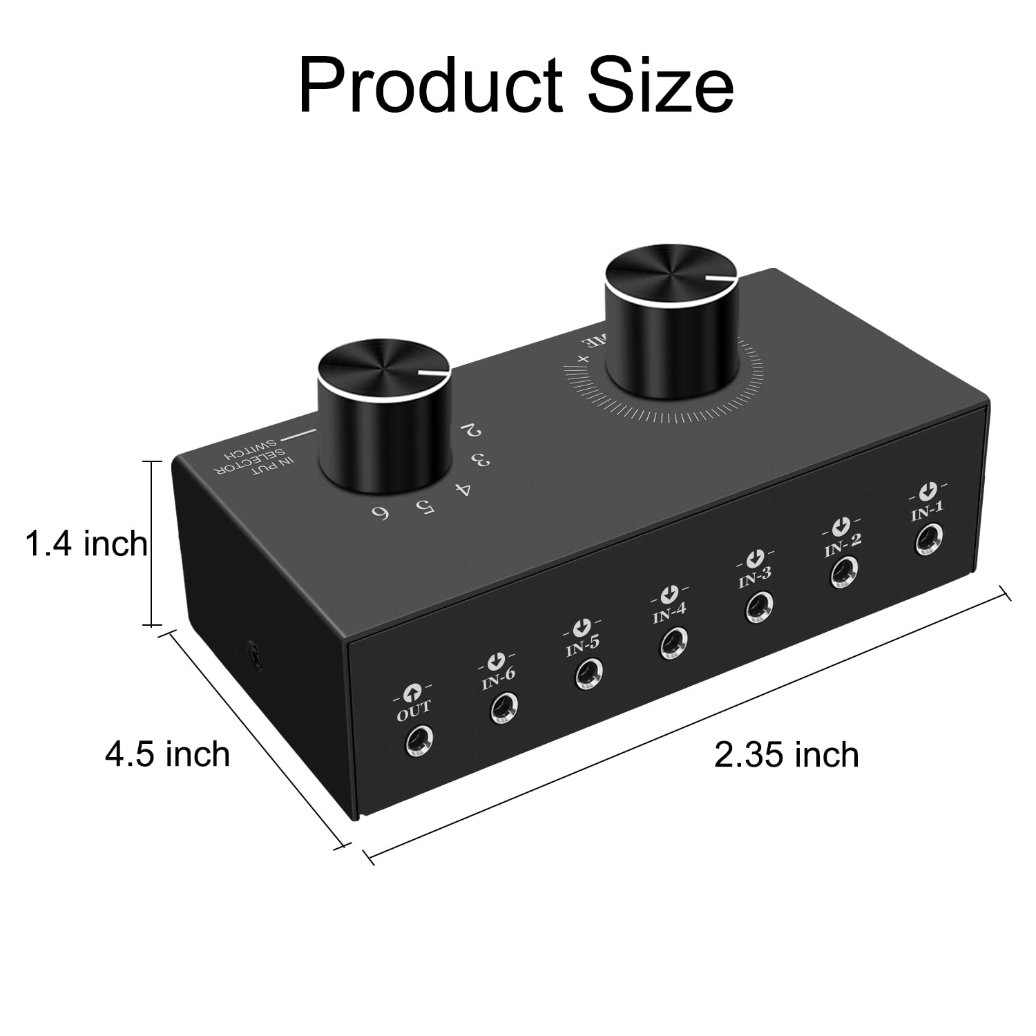 LVY Conmutador de audio de 6 canales de 3,5 mm, estéreo pasivo de 1/8 pulgadas caja de selector auxiliar para altavoz/auriculares, laptop, computadora, smartphone y sistema de juegos PS4/PS5, etc.