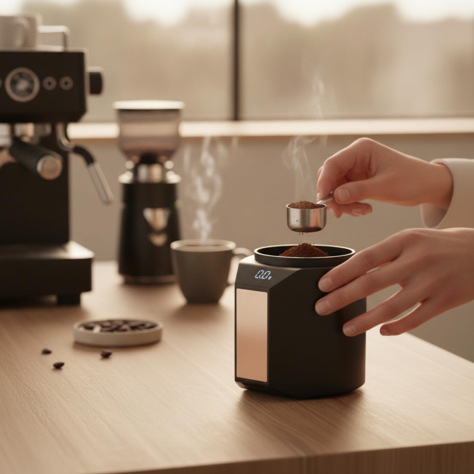 rockible Taza Dosificadora con Báscula Preciso Vaso Dosificador con Báscula Compacto Taza Dosificadora Digital para Cafetería, Cocina
