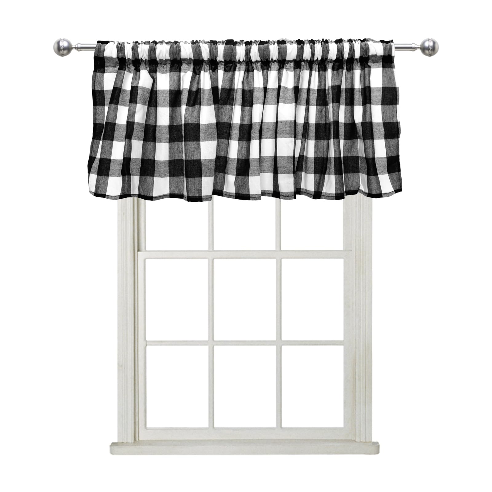 Cortinas a cuadros para sala de estar y dormitorio, juego de 2 cenefas rústicas de 55x15"