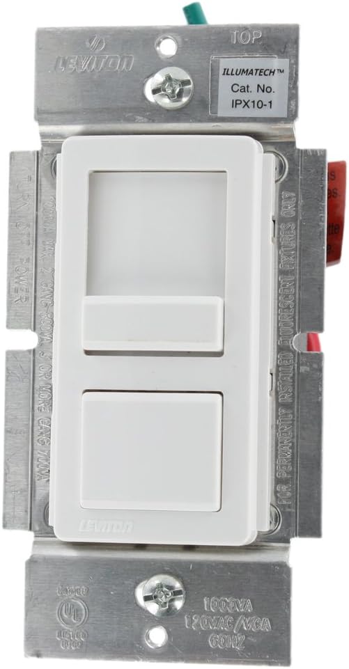 Leviton IllumaTech Dimmer Switch for Fluorescent Mark 10 Ballasts, IPX10-10Z, White