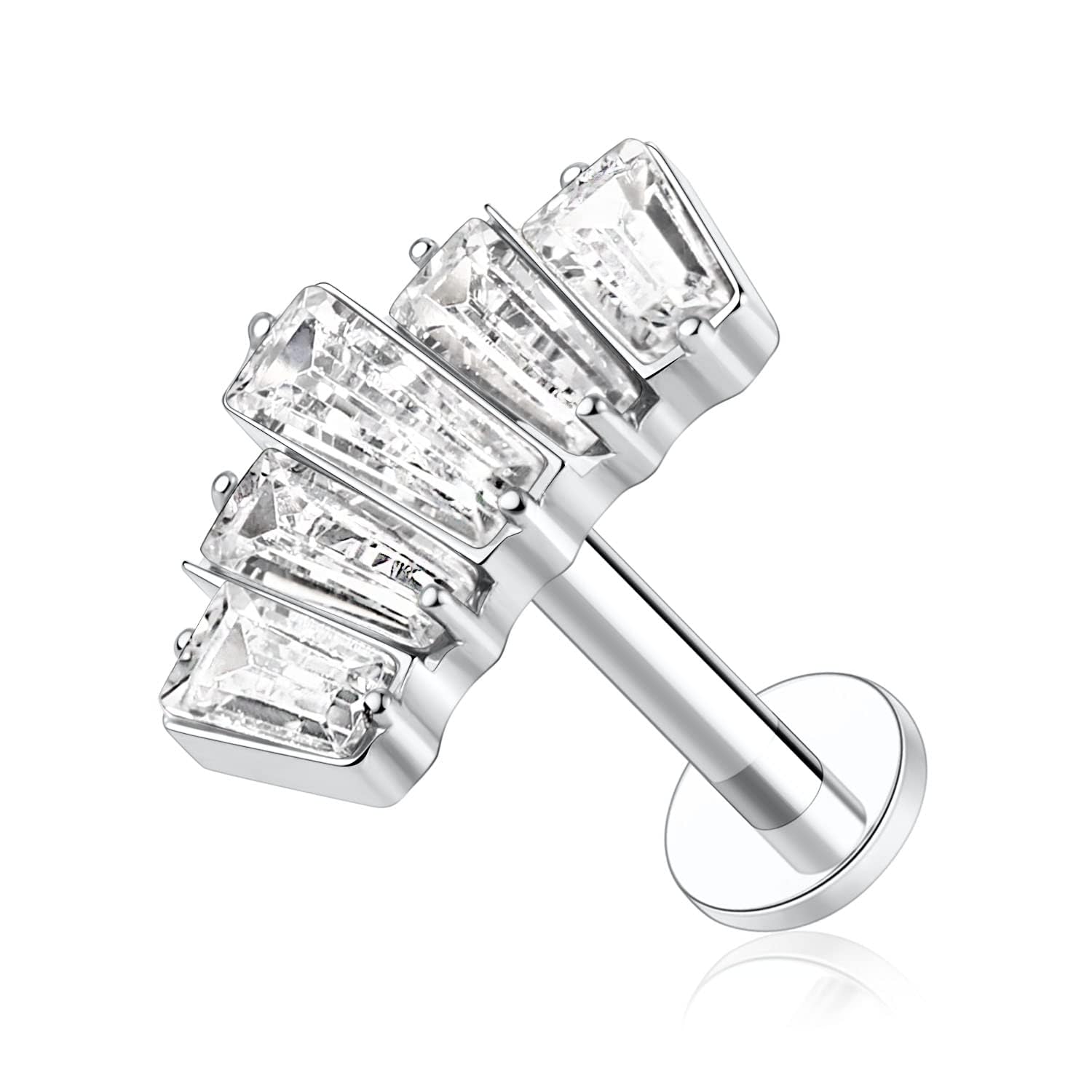 hengkaixuan 16G Titanium Labret Studs - Internally Threaded Flatback - Unisex - Silver - Piercing Jewellery — view 28