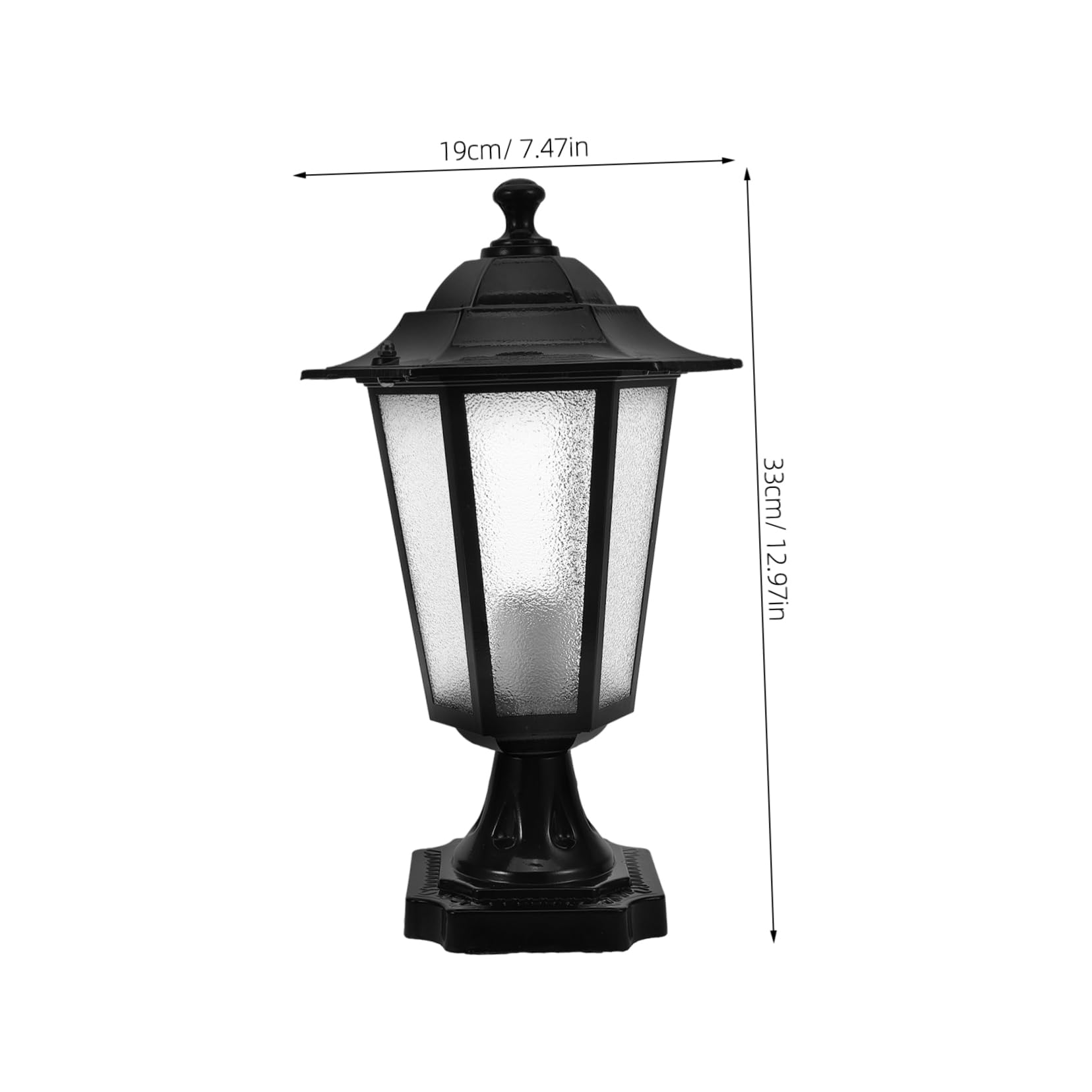 Lampada a Colonna Esterna in Vetro e Metallo, Decorazione Per Cortile e Giardino, Design Europeo a Sei Lati Compatto Per Pilastri e Cancelli, Luce Brillante Per Sicurezza Esterna