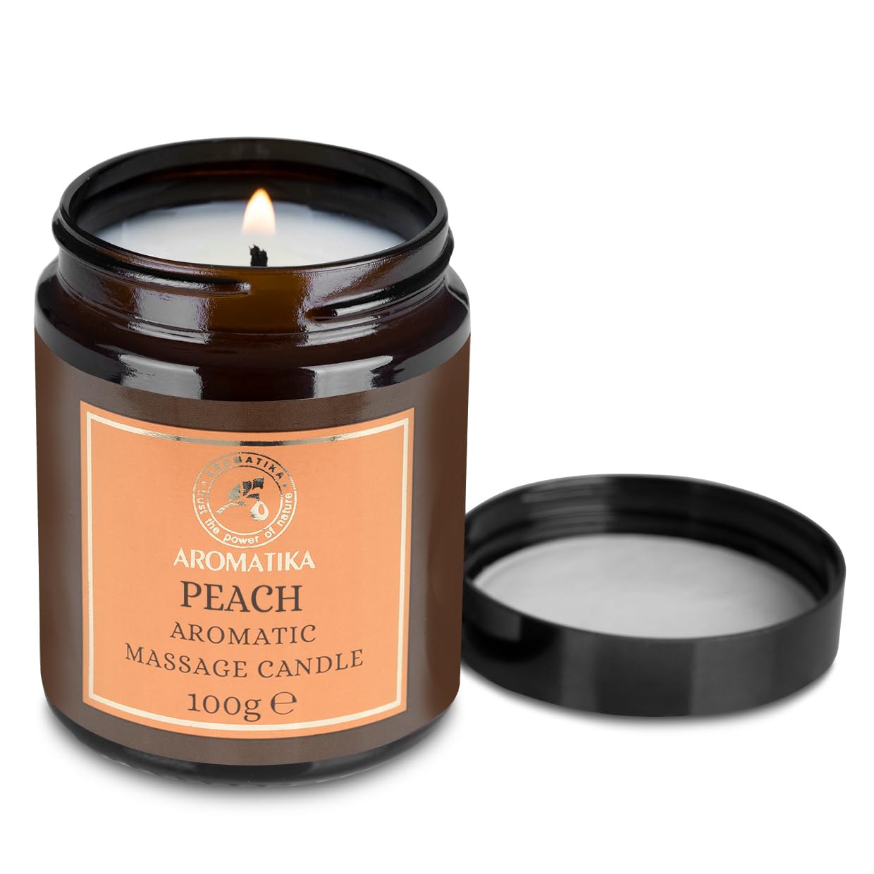 Vela de Masaje Durazno 100 g - Vela de Cera de Soja - Mezcla de Aceites de Coco y Almendras - Vela de Masaje y Relajación - Aromaterapia - Cosmética - Calmante
