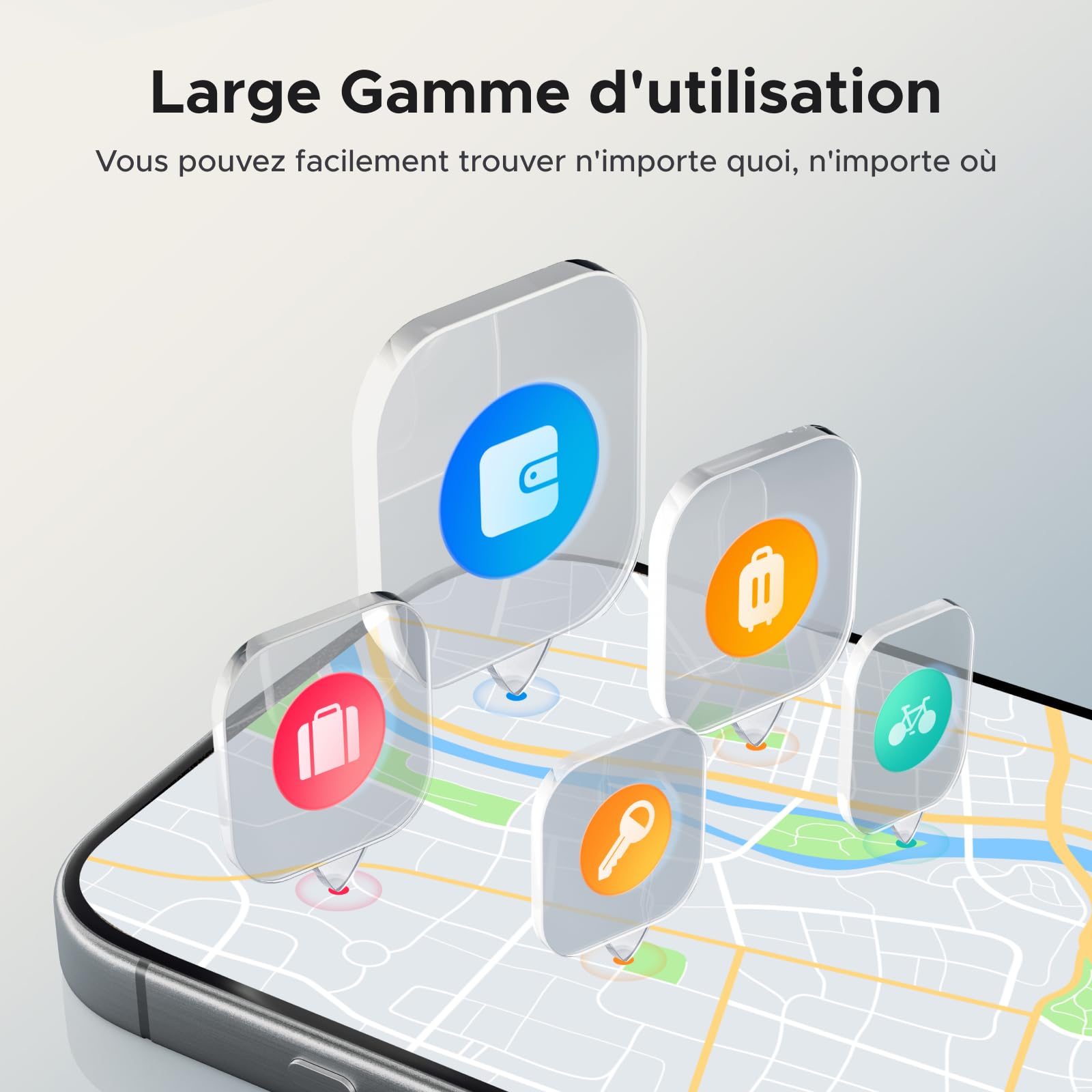 UGREEN FineTrack Tag Traceur Fonctionne avec Find My (iOS Uniquement) Chargement USB C Localisateur d'Objets Bluetooth pour Clés Valises Portefeuilles Wallet Bagages Sacs avec Câble USB C Lot de 4
