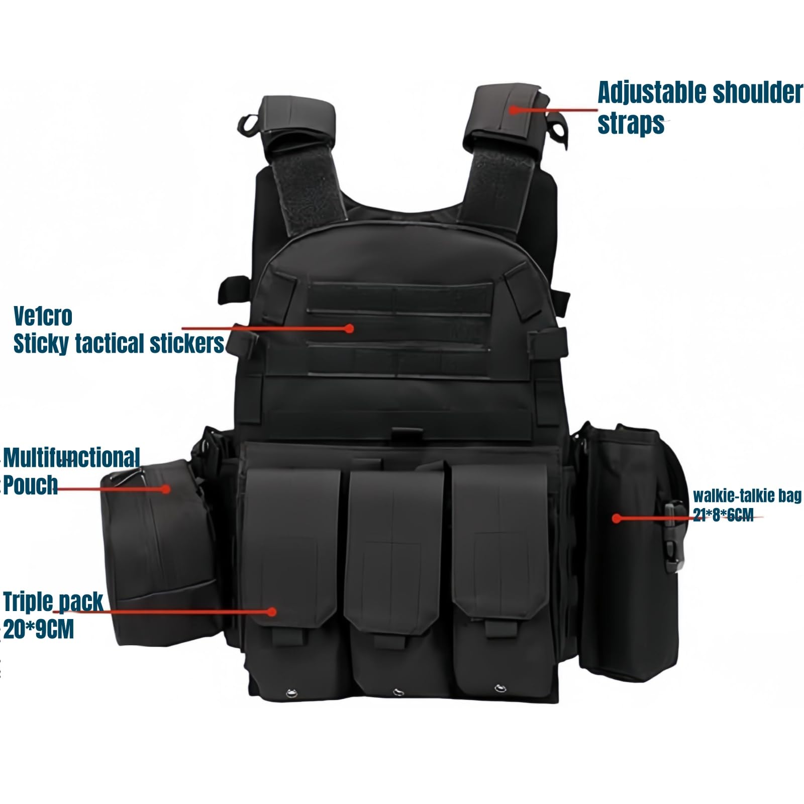 Peminkoo Gilet Tactique, Armure corporelle, Porte-Plaque de Chasse, Accessoires Airsoft, armée de Combat Militaire Wargam Molle