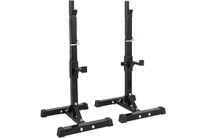 Adjustable 40"-66" Steel Squat Barbell & Free Bench Press Stands