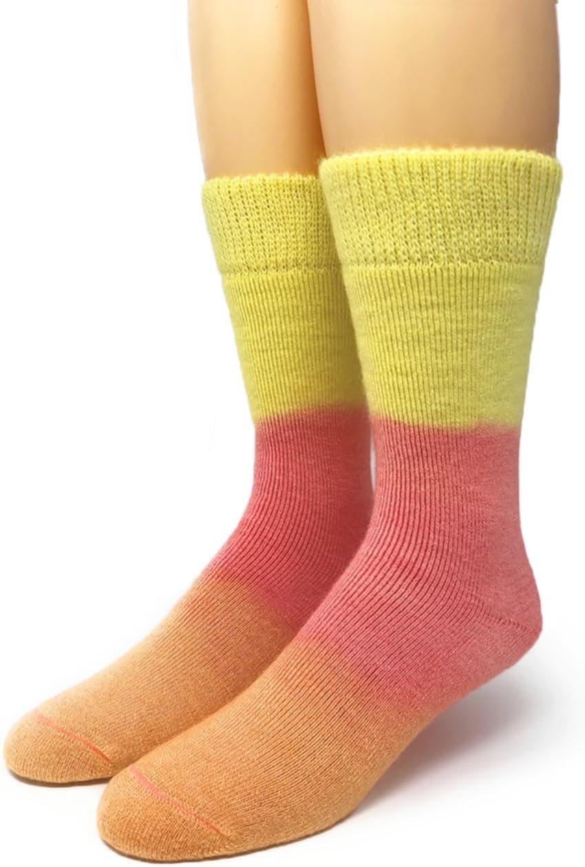 WARRIOR ALPACA SOCKS - Outdoor Alpaca Wool Socks, Terry Lined with Comfort Band Opening For Men And Women (1 PAIR Large, Sunset Vibes Pastel)