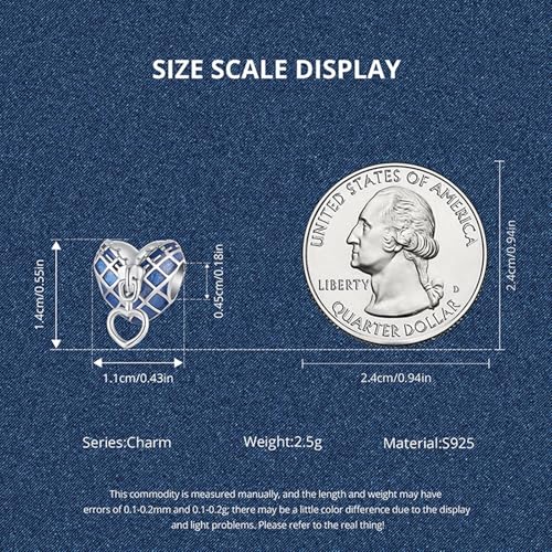 Dijes de plata 925 con forma de corazón vaquero para pulseras y collares de mujer 5