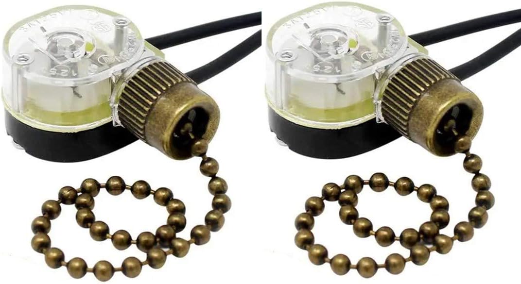 Pull Chain Switch Zing Ear ZE-109 Ceiling Fan Switch Ceiling Fan Light Lamp Replacement 2 Pack Nickel - - 