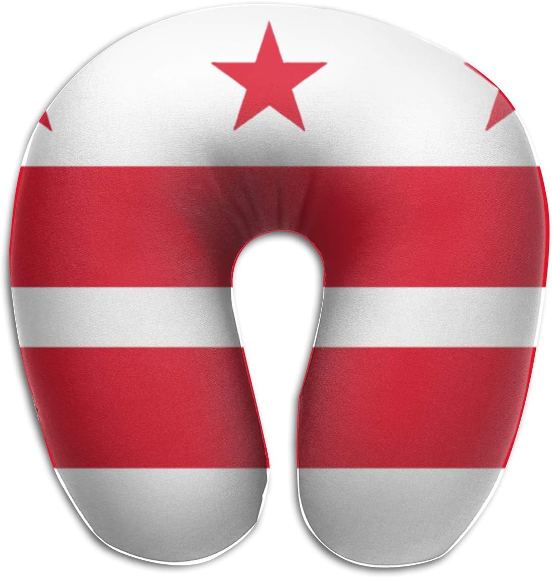 Zul Travel U Neck Pillow for Airplane Car Sleeping 100% Memory Foam Travel U Pillows, Red White Washington Dc Flag