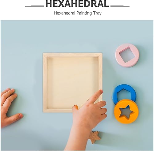 Miniatura 9 de BESPORTBLE Bandejas de madera de 4.7 x 4.7 pulgadas, paquete de 6 cajas cuadradas para servir, bandeja de madera pequeña sin terminar para