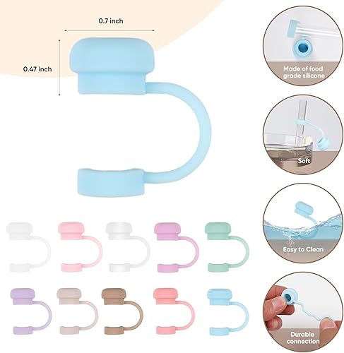 Miniatura 4 de 10 piezas de 0.394 in de silicona para popotes Stanley Cups 30 40 oz tapa de paja para vasos, reutilizable, a prueba de polvo, simple y moderna,