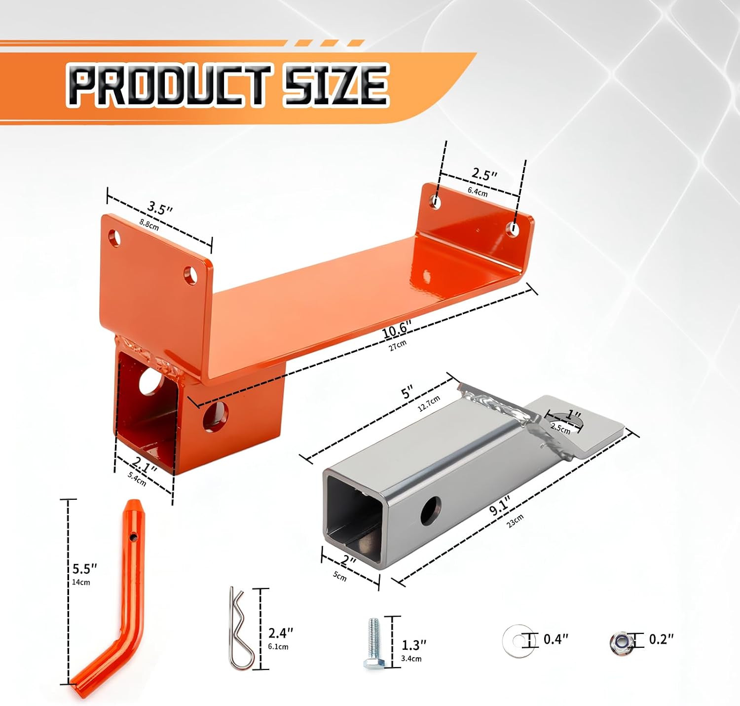 093-1118-98&093-1111-00 2" Trailer Receiver Hitch Kit Compatible with Bad Boy Mower Magnum,Rambler,ZT,Elite,Avenger,Maverick (2018-2020)-Heavy Duty-Easy Installation 093111898(Orange)