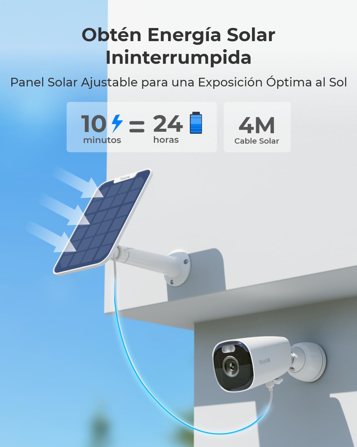 Reolink 5MP Camara Exterior Panel Solar WiFi Cámaras Sin Cables con Batería | Visión Nocturna en Color, Detección de Personas/Vehículos/Pets, 2,4GHz/5GHz Wi-Fi, Cloud, Argus Eco Pro con Panel Solar