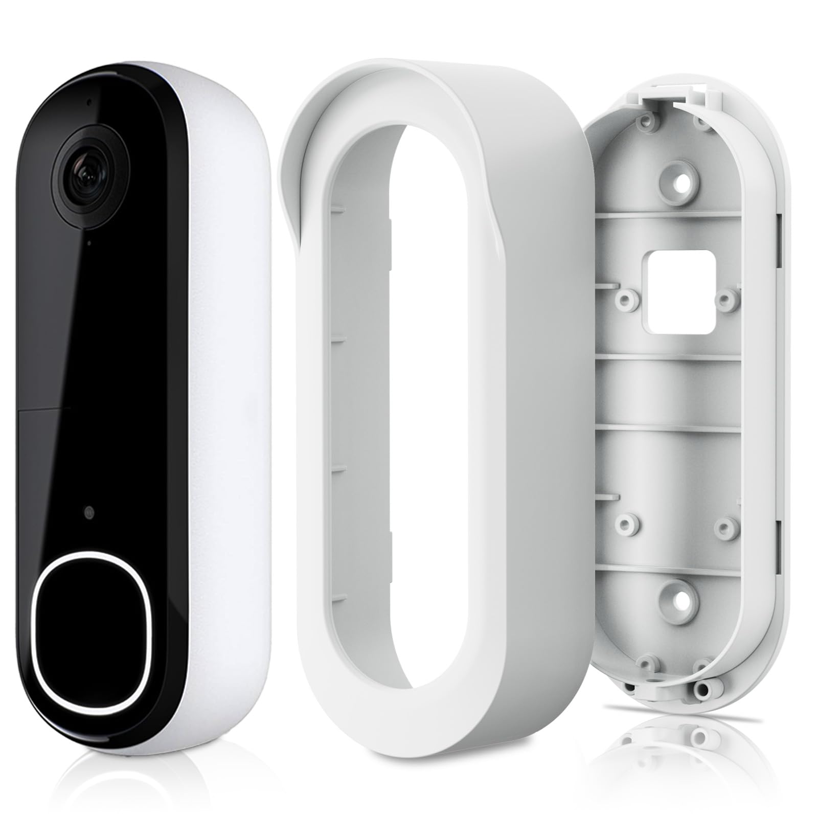 No Drill Adhesive Video Doorbell Mount for Arlo Video Doorbell 2K (2nd Gen) Doorbell Camera Mount, Not Block Doorbell Sensor, Anti-Theft Mounting Bracket Accessories for Apartments, Renters(White)