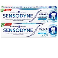 SENSODYNE Dentifrice Répare et Protège, pour les Dents Sensibles, Apporte une Protection Longue Durée, Menthe, Lot de 2x75ml