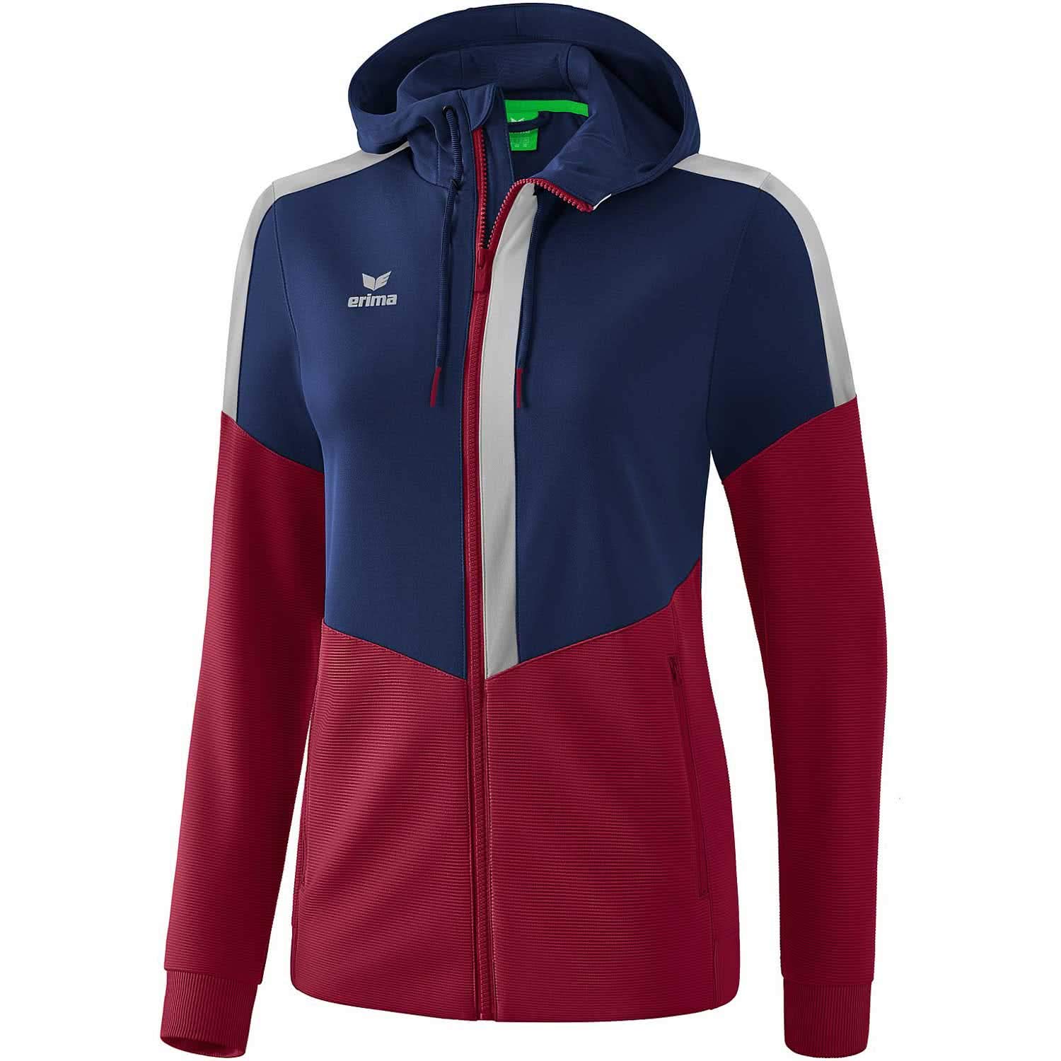 Erima Squad Training Jacket with Hood - New Navy/Bordeaux/Silver Grey, 38