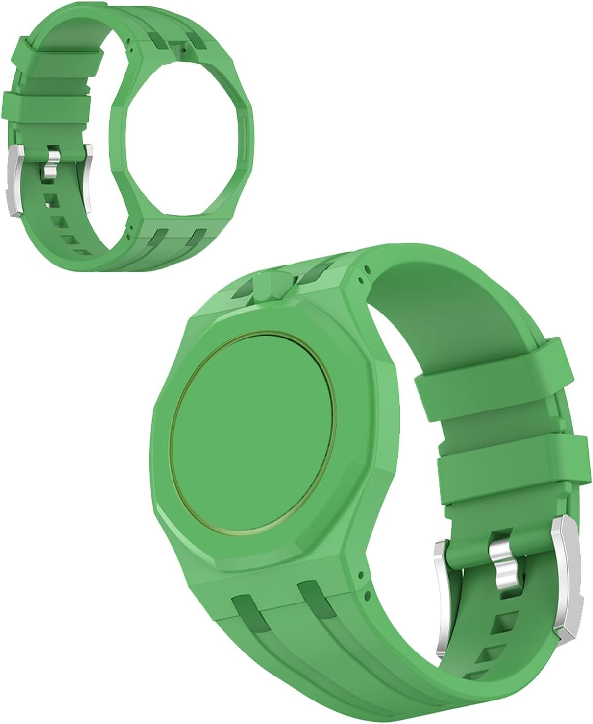Bumper Case Band Compatible with Swatch Royal Pop Watch, 2-in-1 Shockproof Protective Frame + Silicone Sport Strap, Convert Your Pocket Watch to Wristband (Black)