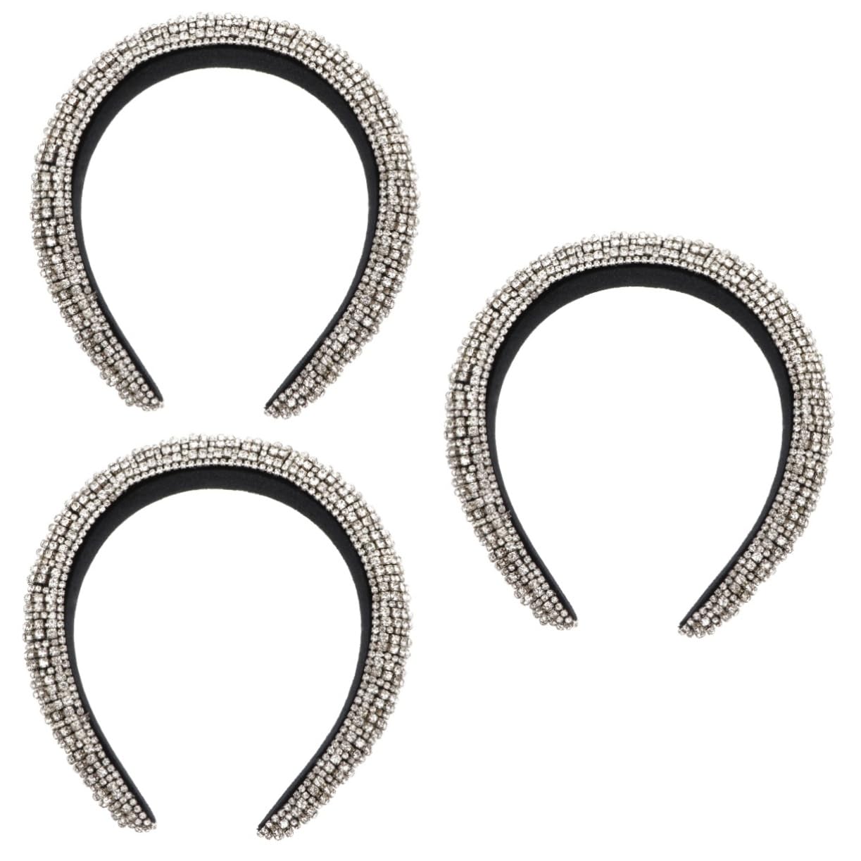 3 Piezas Venda Joyas De Piedra Para Mujer Diadema Elástica De Cristal Diademas De Moda Para Mujer Diadema Retro Antideslizante Algodón Trabajo De Perder