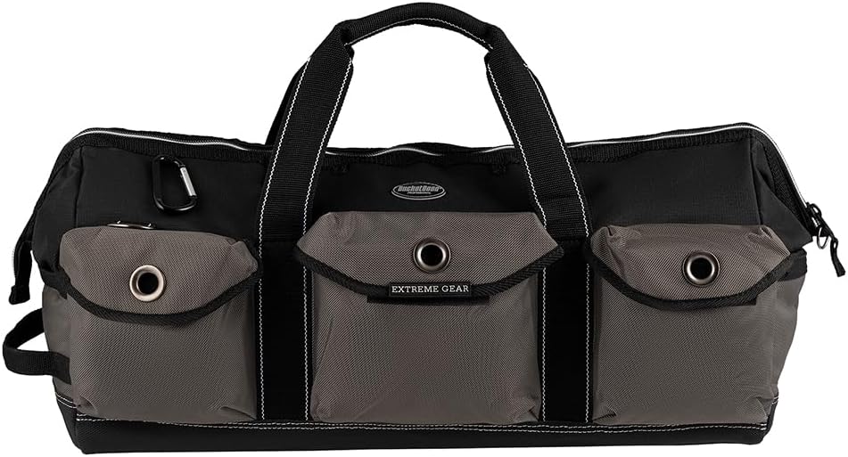 Bucket Boss Extreme Big Daddy Tool Bag in Grey, 65024, Black|Black and gray