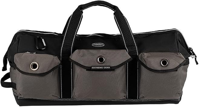 Bucket Boss Extreme Big Daddy Tool Bag in Grey, 65024, Black|Black and gray
