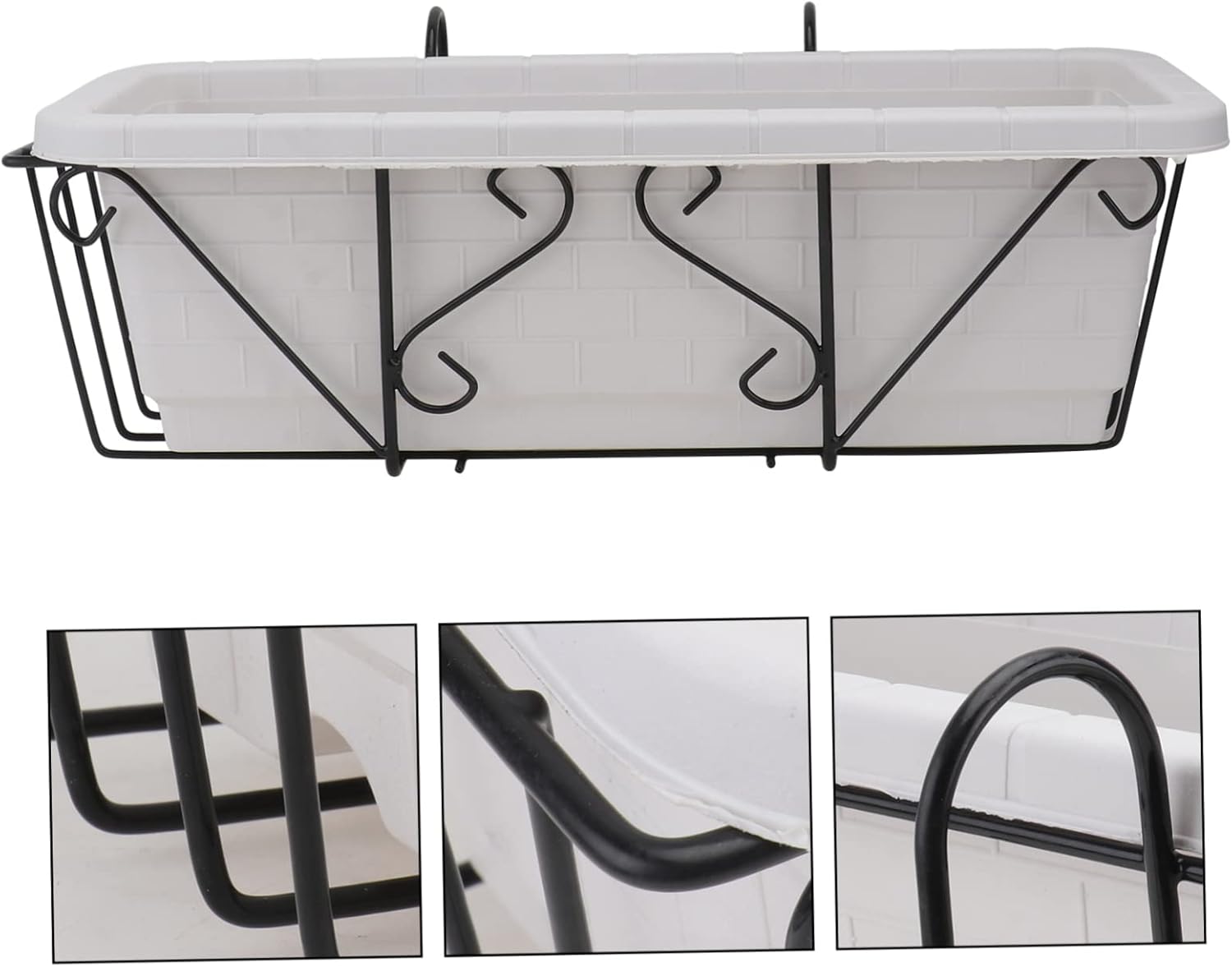 BESTonZON 1set Hanging Flowerpot Rack for Balcony Display Railing Planter Frame and Pots for Indoor and Outdoor Use for Gardens and Terraces