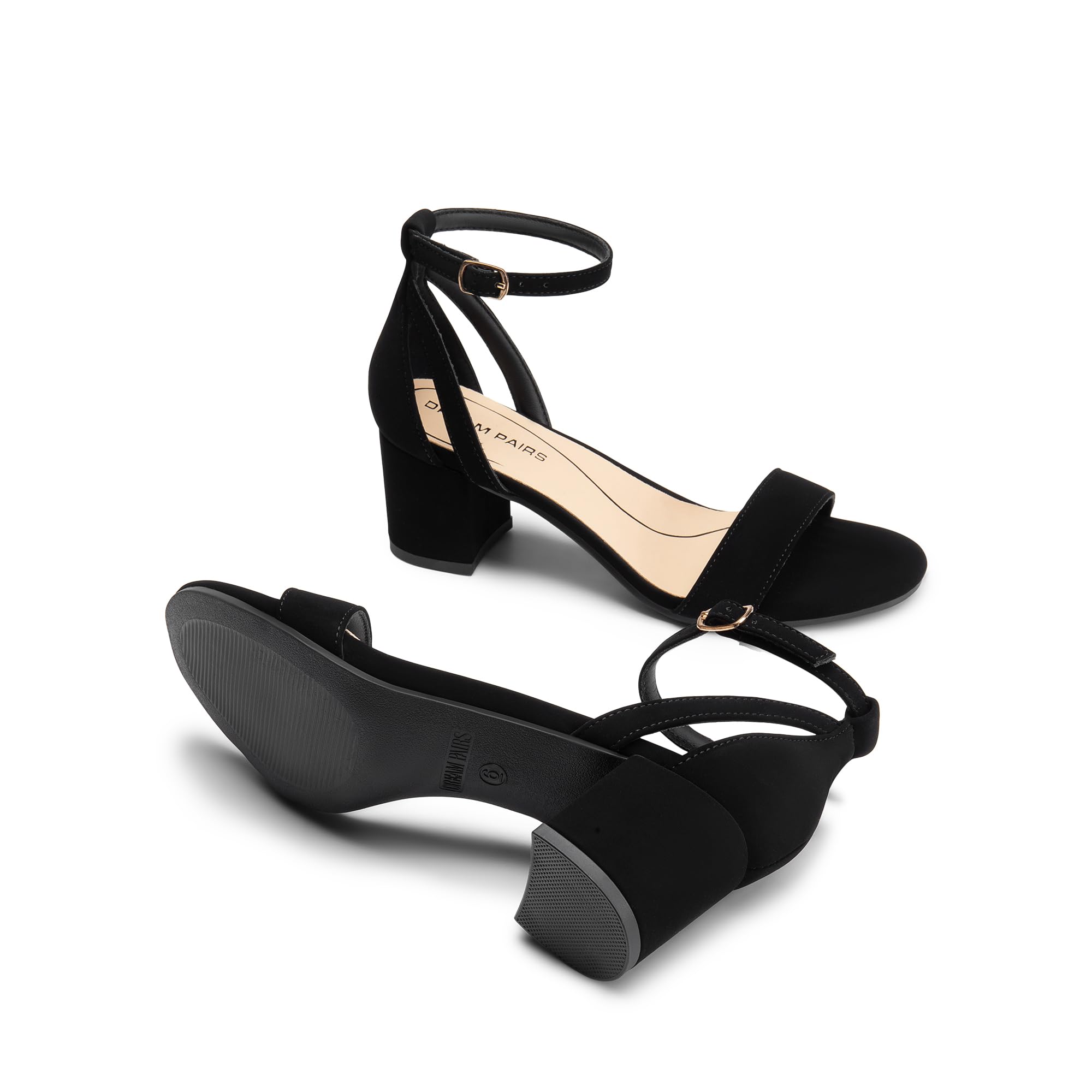 DREAM PAIRS Sandalias Tacon Ancho Bajo de 6cm con Plantilla Acolchada Comoda con Correa Tobillo para Boda Party Fiesta