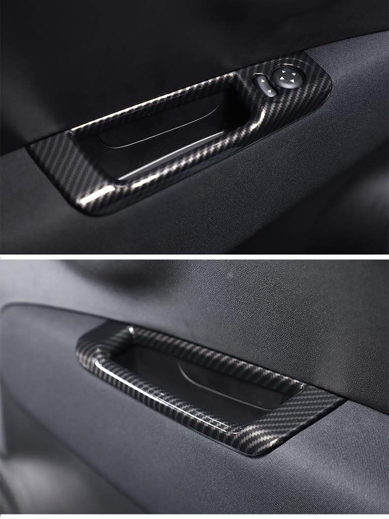 Fiat 500 Abarth 595 Autotür Innenverkleidung Griffmulde Rückspiegel Einstellung Schalter Rahmen Abdeckung ABS-Kohlefaser 2010-2022