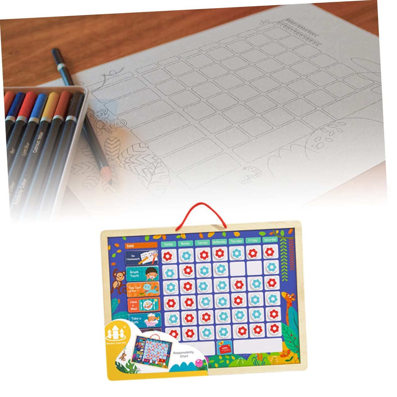 DIYEAH Autodisciplina infantil recompensa responsabilidad juguetes cuadro de buen comportamiento tabla de recompensas tabla de comportamiento