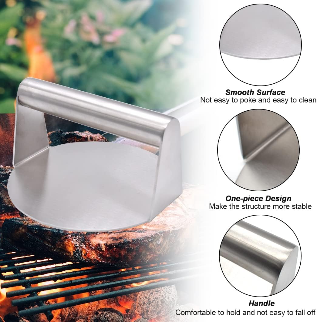 DAAIXC Stainless Steel Bacon Press,Round with Handle Burger Presses