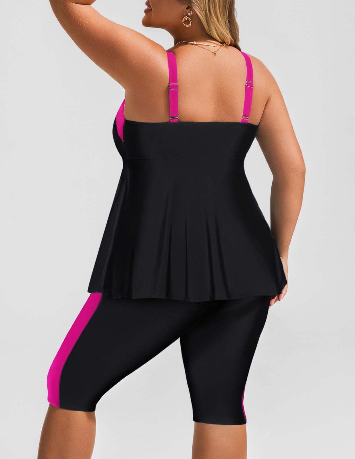 Tankini para mujer de gran tamaño push up cintura alta traje de baño dos piezas con pantalones cortos