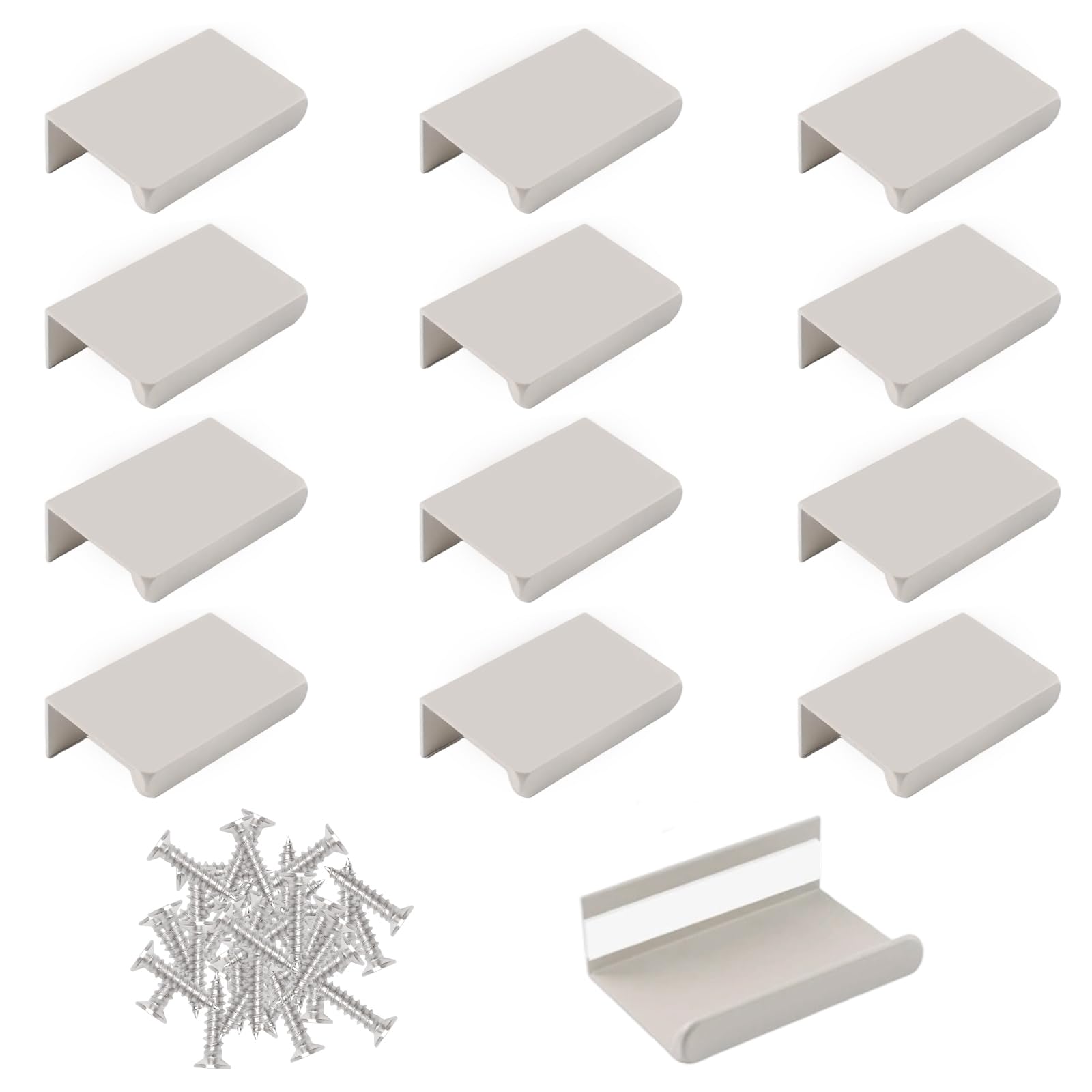 MOROBOR Finger Edge Pull, 16pcs Self Adhesive Concealed Modern Drawer Handles Right Angle Aluminum Alloy Invisible Wardrobe Handle for Cabinet Drawer Hardware,50mm/Cashmere Gray — image 1