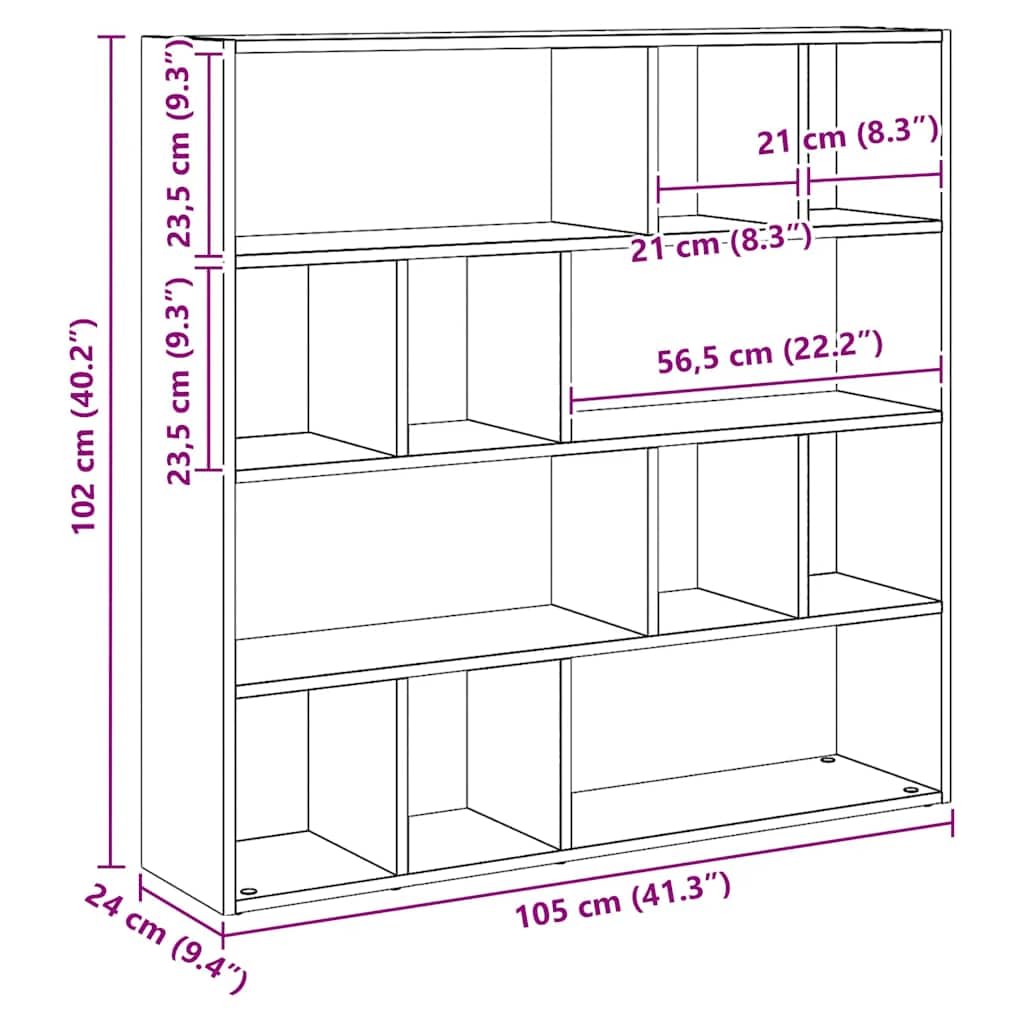 vidaXL Estantería/Divisor de Espacios Roble Artisan 105x24x102 cm, Separador de ambientes, estantería de Almacenamiento, Armario de Oficina