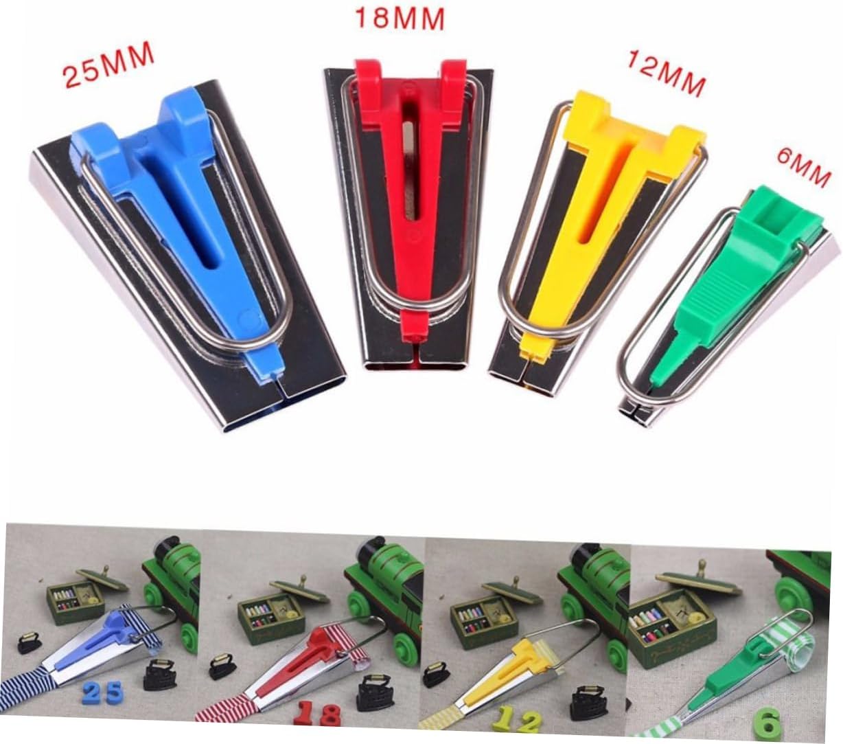 Beatifufu 8pcs Sewing Tape Maker Tool Bias Tape Makers for Binding Quilting Fabric Clips
