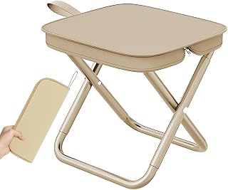 Jumix Portable Stool,Fishing Stool, Foldable Camping Stool, Multifunctional Stools, Zip Handbag Packed Stool Convenient for Travel, Hike, Wait in Line (Khaki)