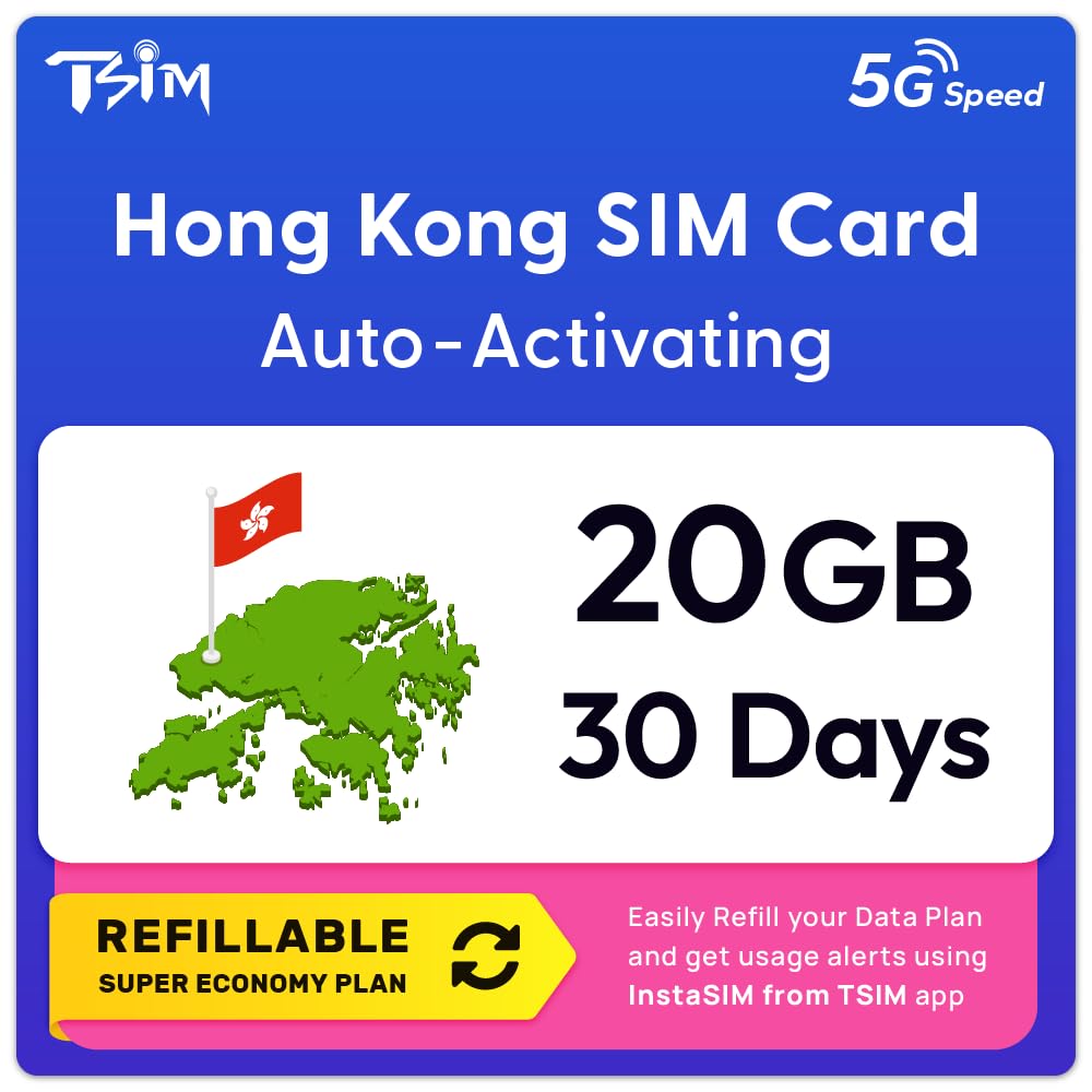 SIM Singapour 5 Go Super Économie - 30 Jours 5G + Partage Connexion - Rechargeable Via App InstaSIM