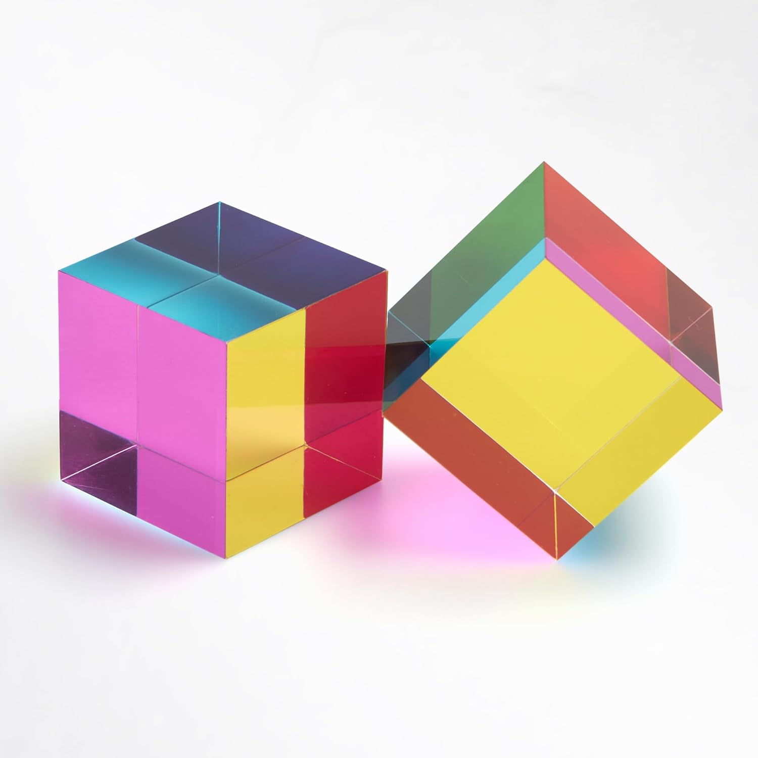 QYUGO® Color Cube in Acrylic (50mm) – Acrylic CMY Color Mixing Desk Toy | STEM Educational Gift for Kids & Adults, Stress Relief Puzzle & Unique Home Office Decor