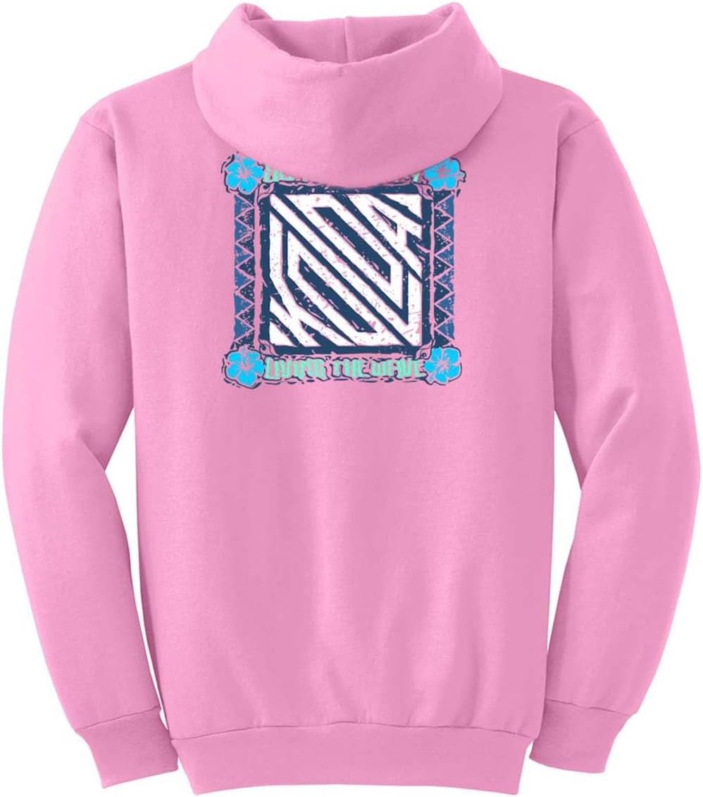 Koloa Surf Mens Square Floral Distressed Logo Hoodie in Sizes S-5X-Large