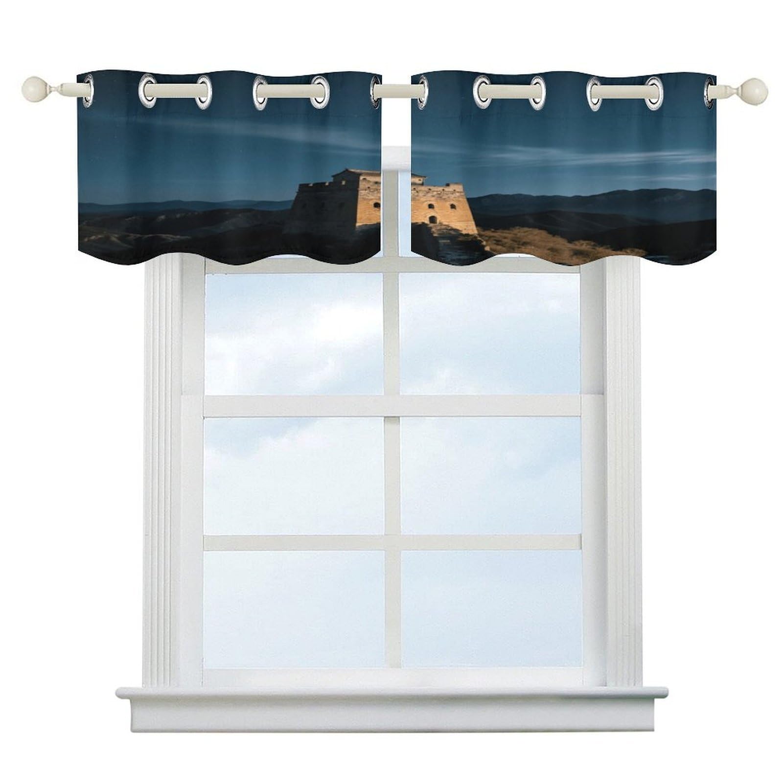 Fekiloot Style Great Wall Beacon Tower Short Curtains Valance Curtain