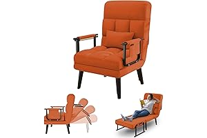 Upgraded 5-Positions Folding Lounge Chair Sofa Convertible Armchair Bed with Backrest & Pillow