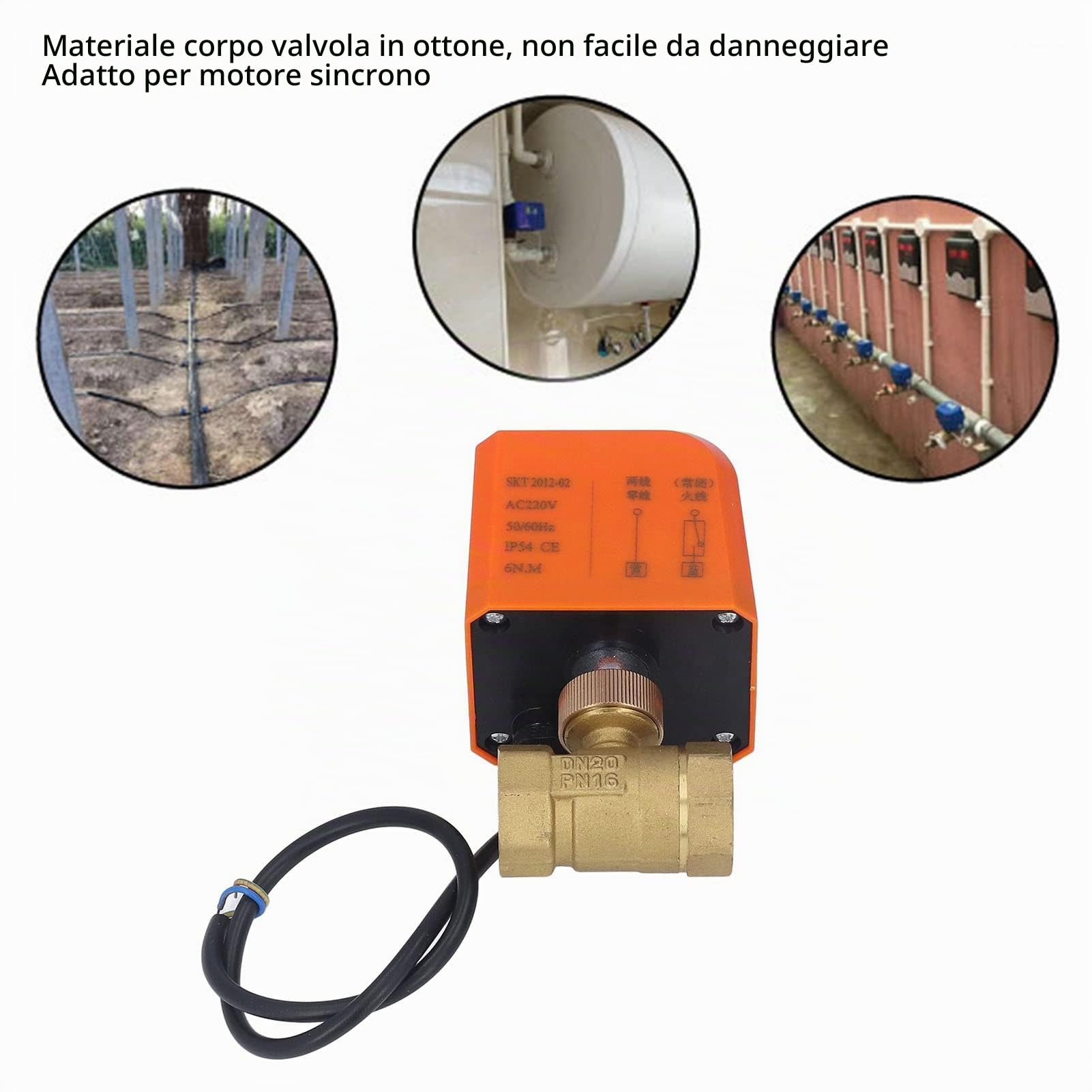 Artillery Valvola a Sfera Motorizzata, Valvola a Sfera Elettrica in Ottone a 2 Vie con Filettatura Interna da 3/4 di Pollice, Normalmente Chiusa, Accessori Industriali (DN20 AC 220 V)