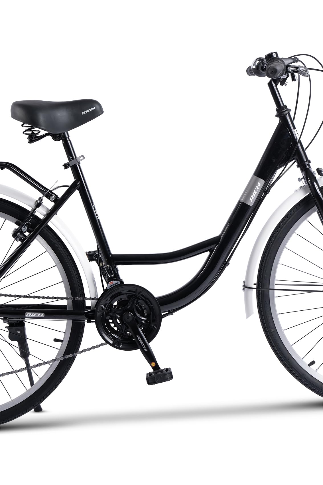 Bicicletta da città da 26 pollici, per uomo e donna, 150-165 cm, deragliatore a 21 marce, freno a V, bici da trekking con portapacchi e parafanghi, sicurezza STVZO, portata 120 kg, 95% premontato