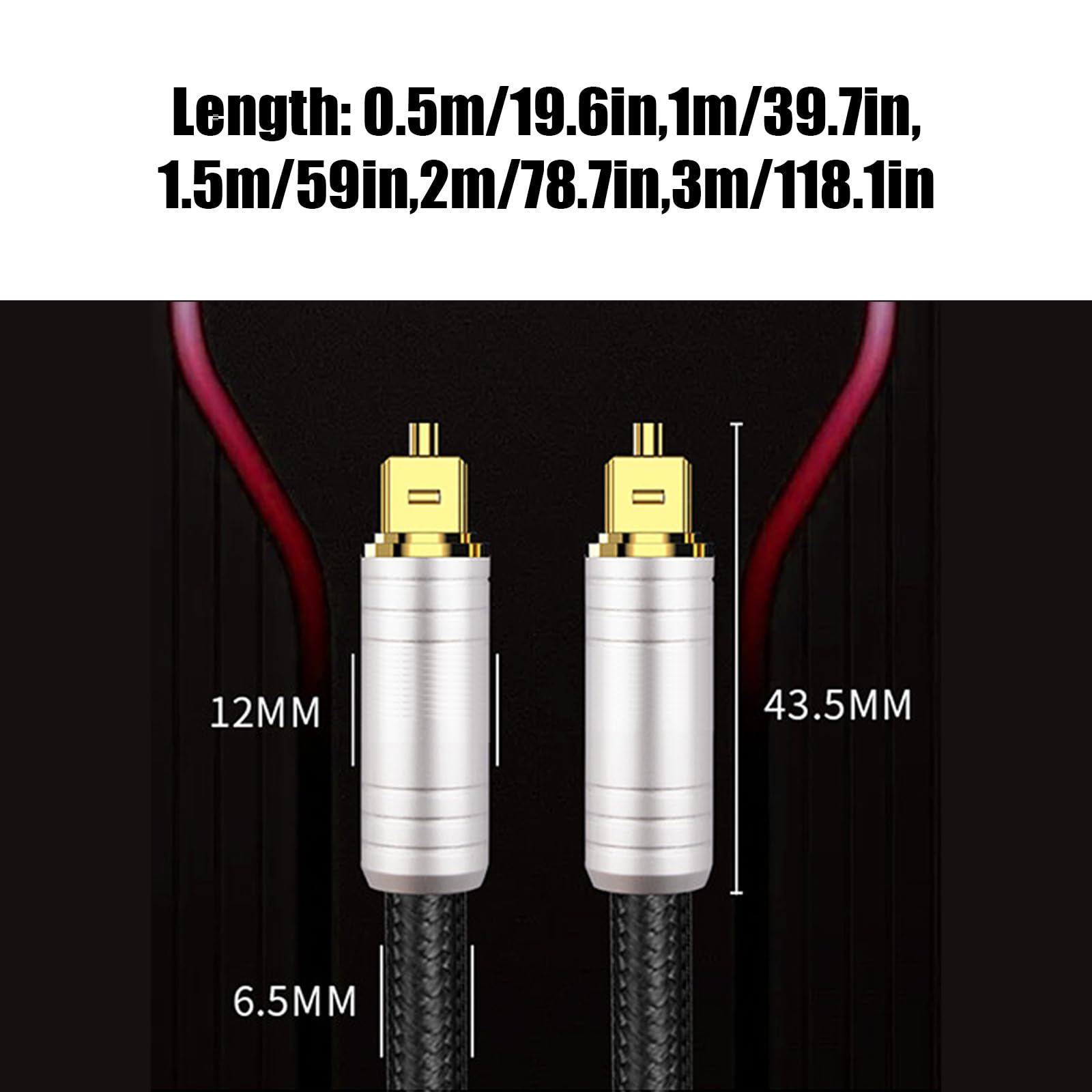 Cavo audio ottico digitale con connettori placcati in oro 24 K per trasmissione del suono ad alta fedeltà al sistema home theater