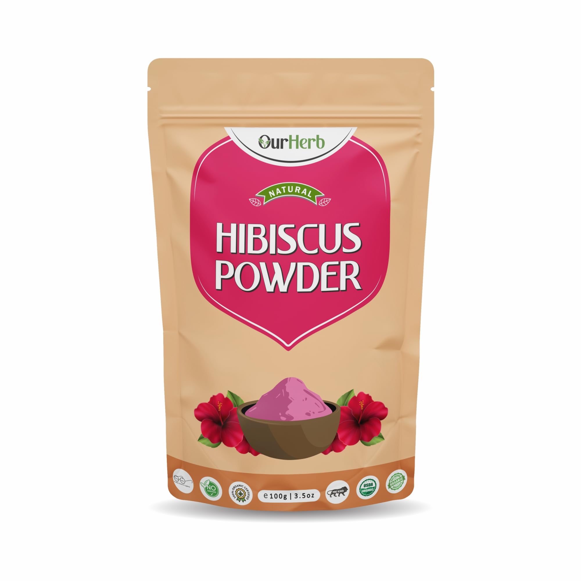 Organic Hibiscus Flower Powder For Face Pack And Hair Mask For All Types Of Hair, Natural Pure Hibiscus Rosa-Sinensis Hair & Skin Care, Gudhal Ka Phool Powder -100 Gram
