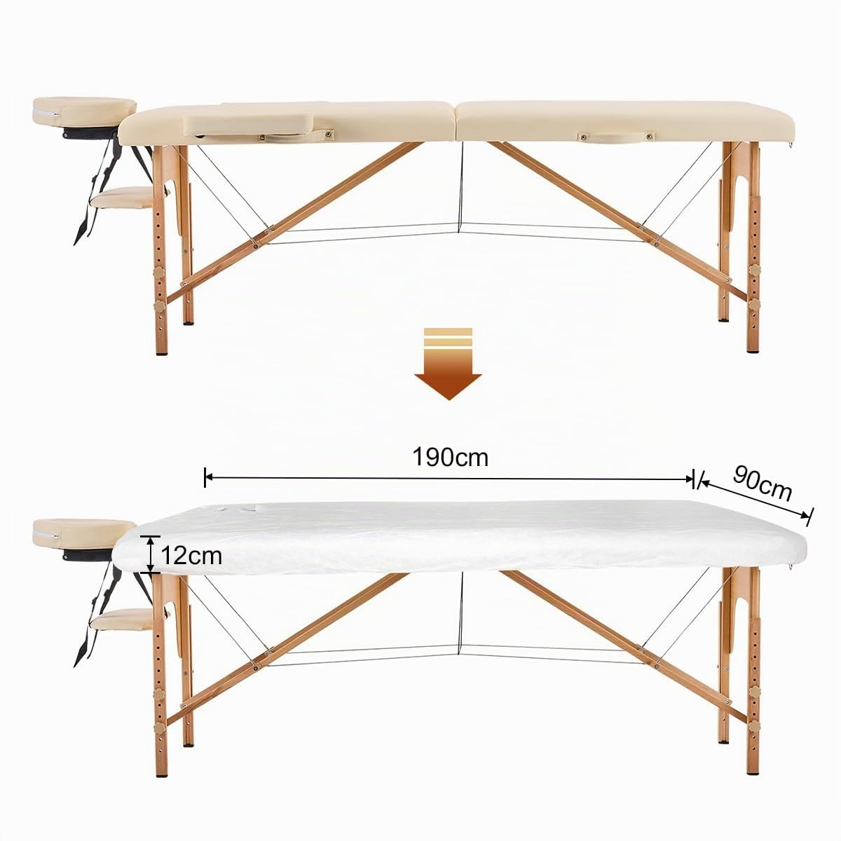 Draps Housses Jetables pour Table de Massage 90 x 215cm avec Trou pour Spa Beauté
