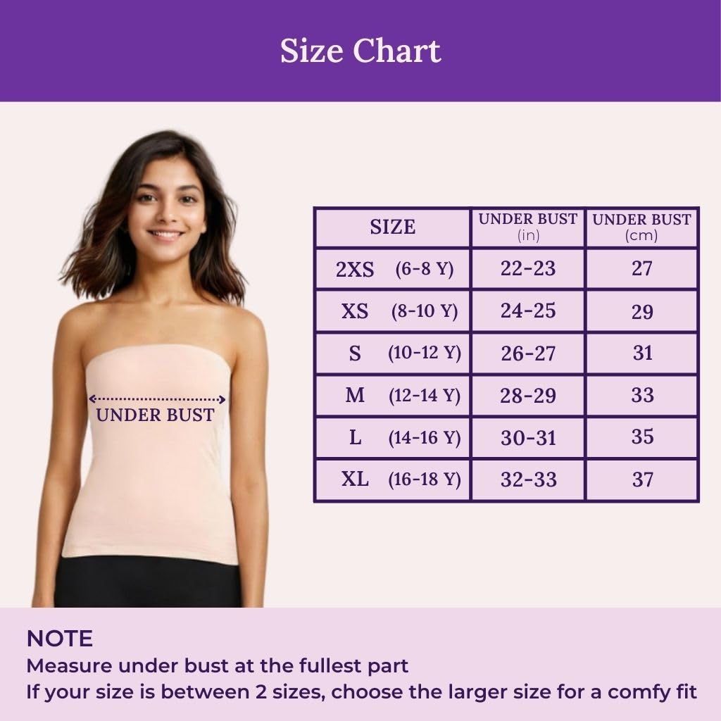 ADIRA | Tube Top | Off-Shoulder Style | Built-in Bra | Secure Anti-Slip Elastic | Comfortable Support | Breathable Cotton Stretch | Modest Full Coverage | Pack of 1 | Skin | S 1