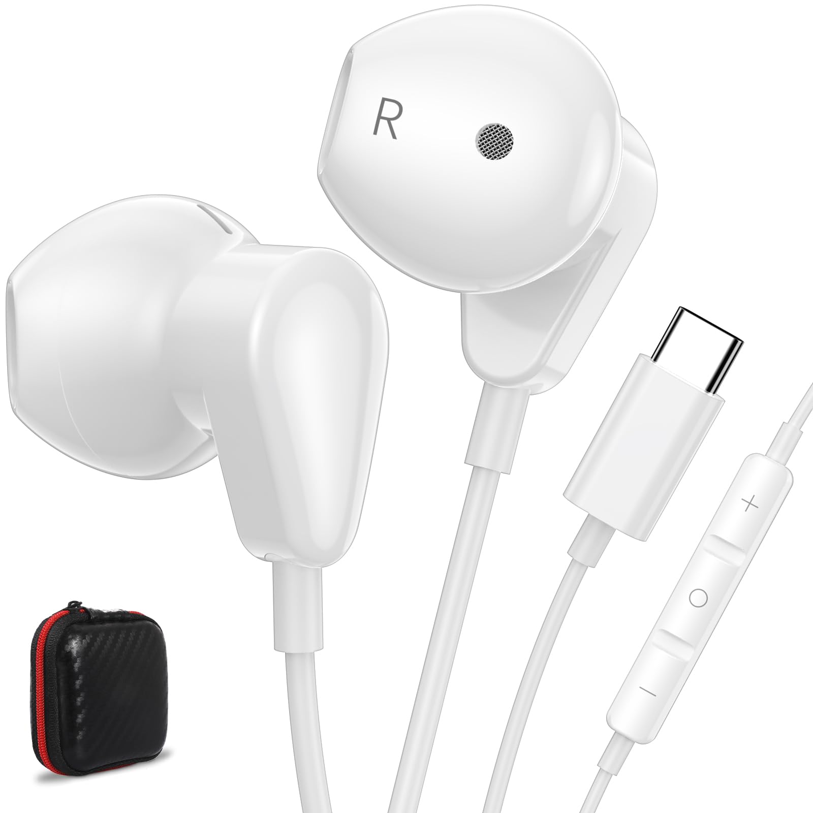 USB C Headphones for iPad 10th Generation 11th A16 Mini 6th 7th Gen iPad Pro 13 inch 11 inch Type C Earbuds for iPhone 16 Pro 15 Plus Wired Earphones