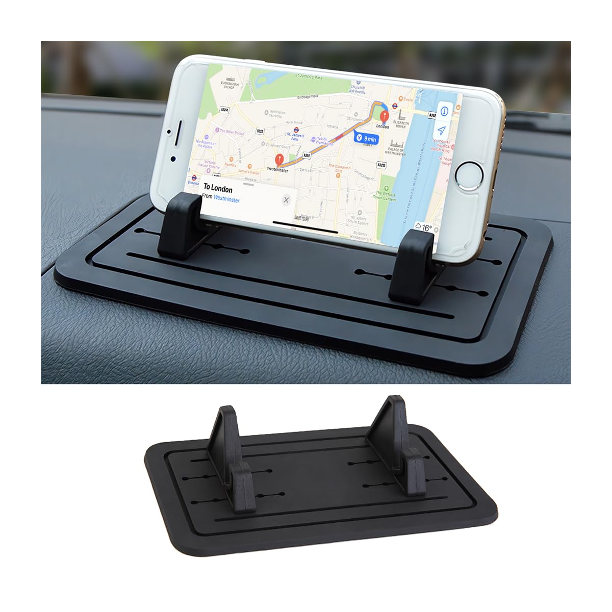 Support Téléphone Voiture Volant – Universel, Clip Rotatif, Silicone Anti-Rayures, Compatible 55-85 Mm