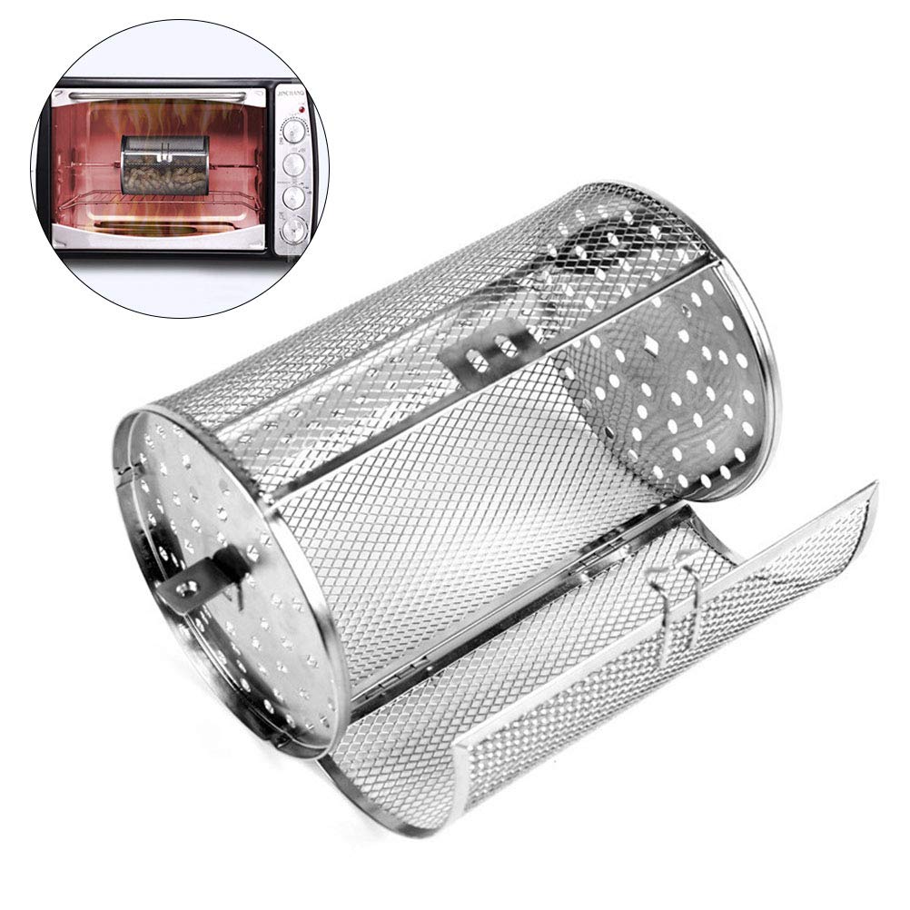 Gmuret Stainless Steel Grill Basket Oven Roast Basket Rotisserie Grill Basket Baking Rotary Nuts Beans Peanut Basket BBQ Grill Bakeware - Image 2